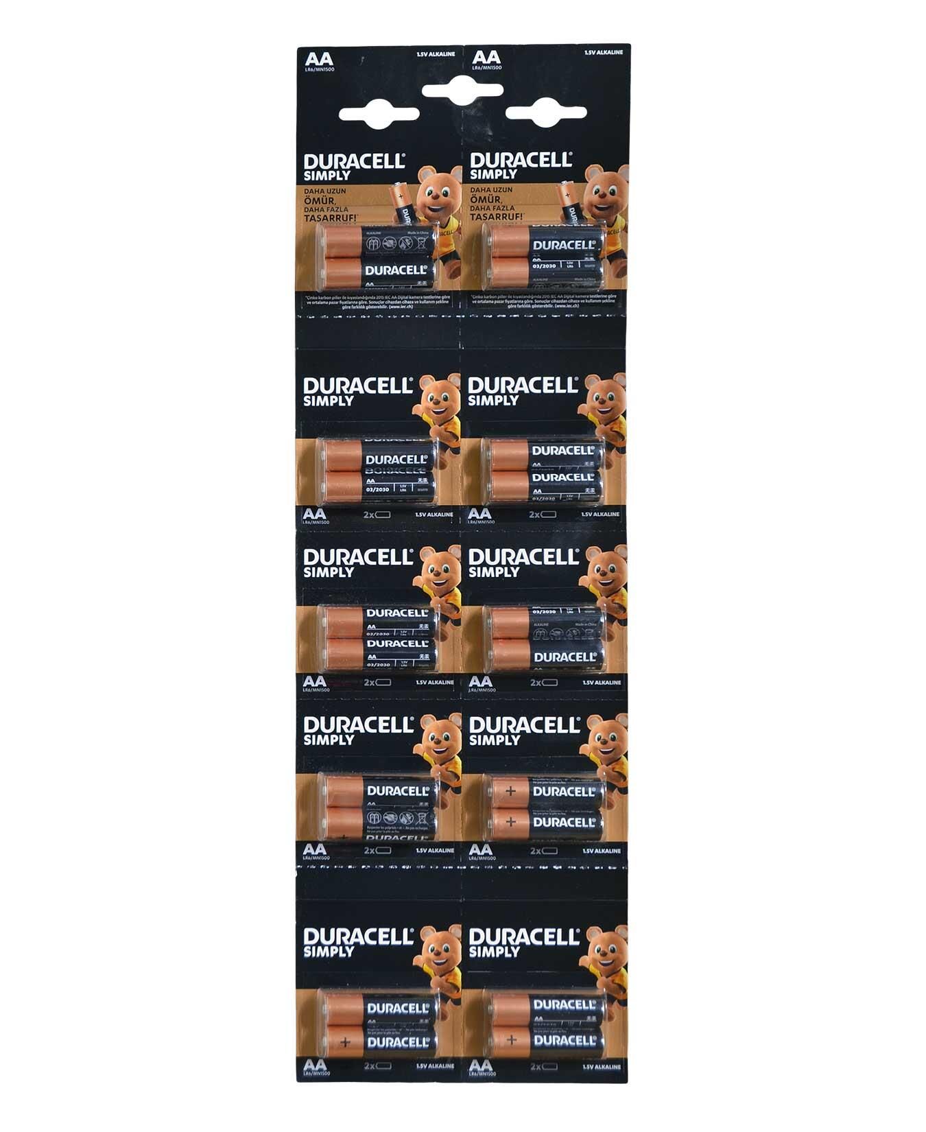 DURACELL AA ALKALİN KALEM PİL 20 Lİ KARTELA