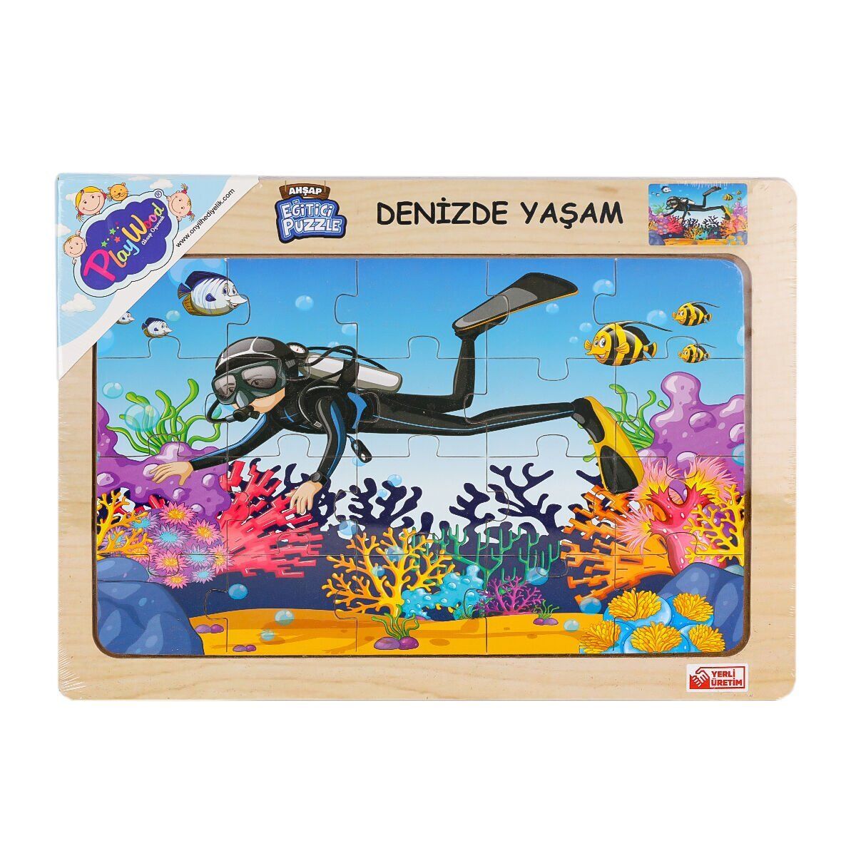 ONY-187-188-189-190 Ahşap Eğitici Puzzle Denizde Yaşam