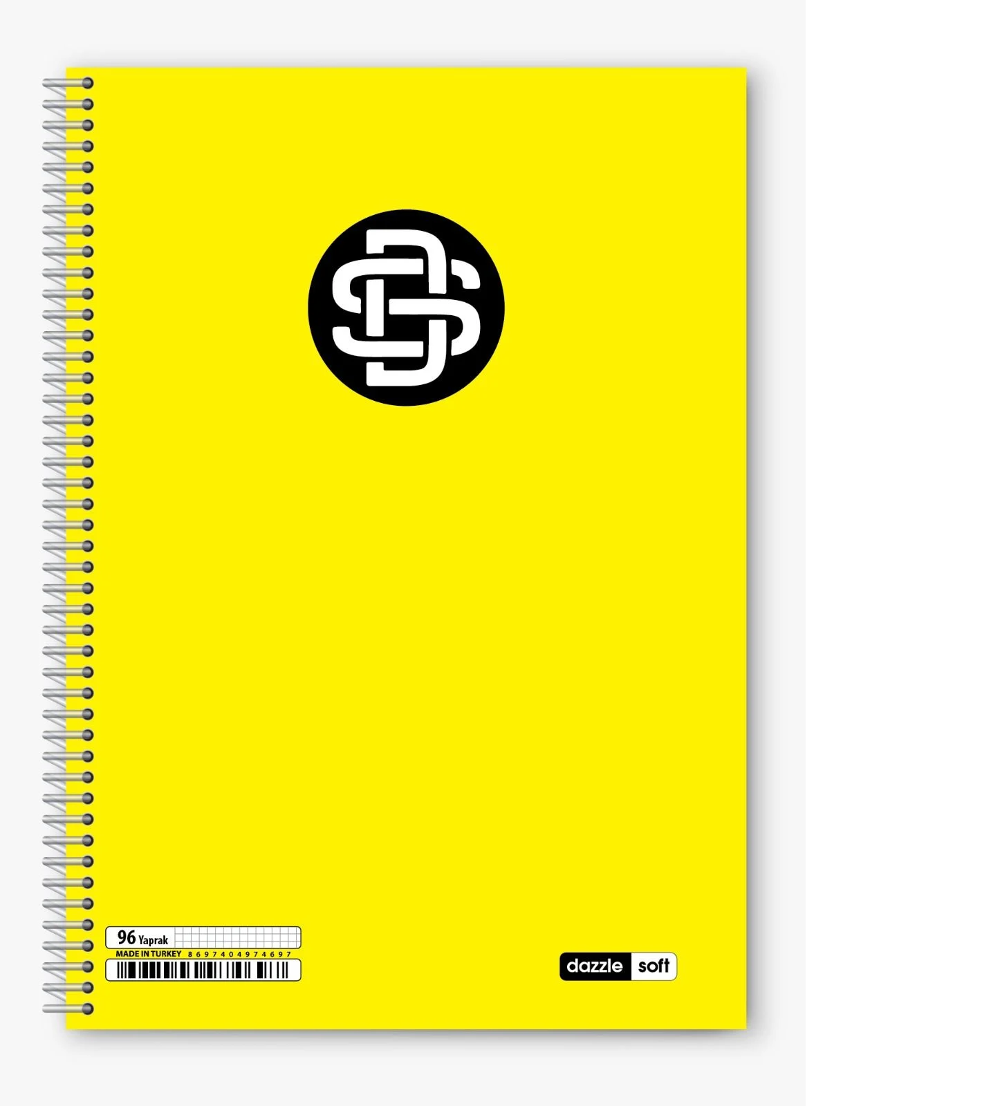 96/4 A4 Büyük Boy Dazzle Soft Spiralli Plastik Kapak Kareli Defter 12li