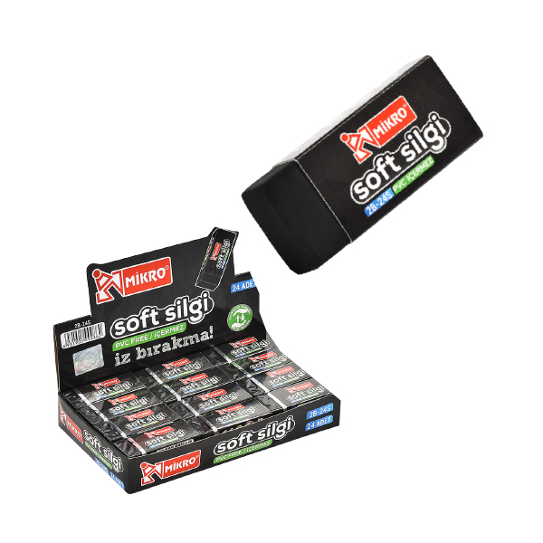 MİKRO 2B-24S Soft Siyah Silgi 24 lü