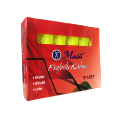 MAS-H708-12S MASIS SARI FOSFORLU KALEM 12 LI