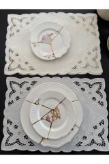 White Flowers Beyaz İş Amerikan Servis 6 Kişillik