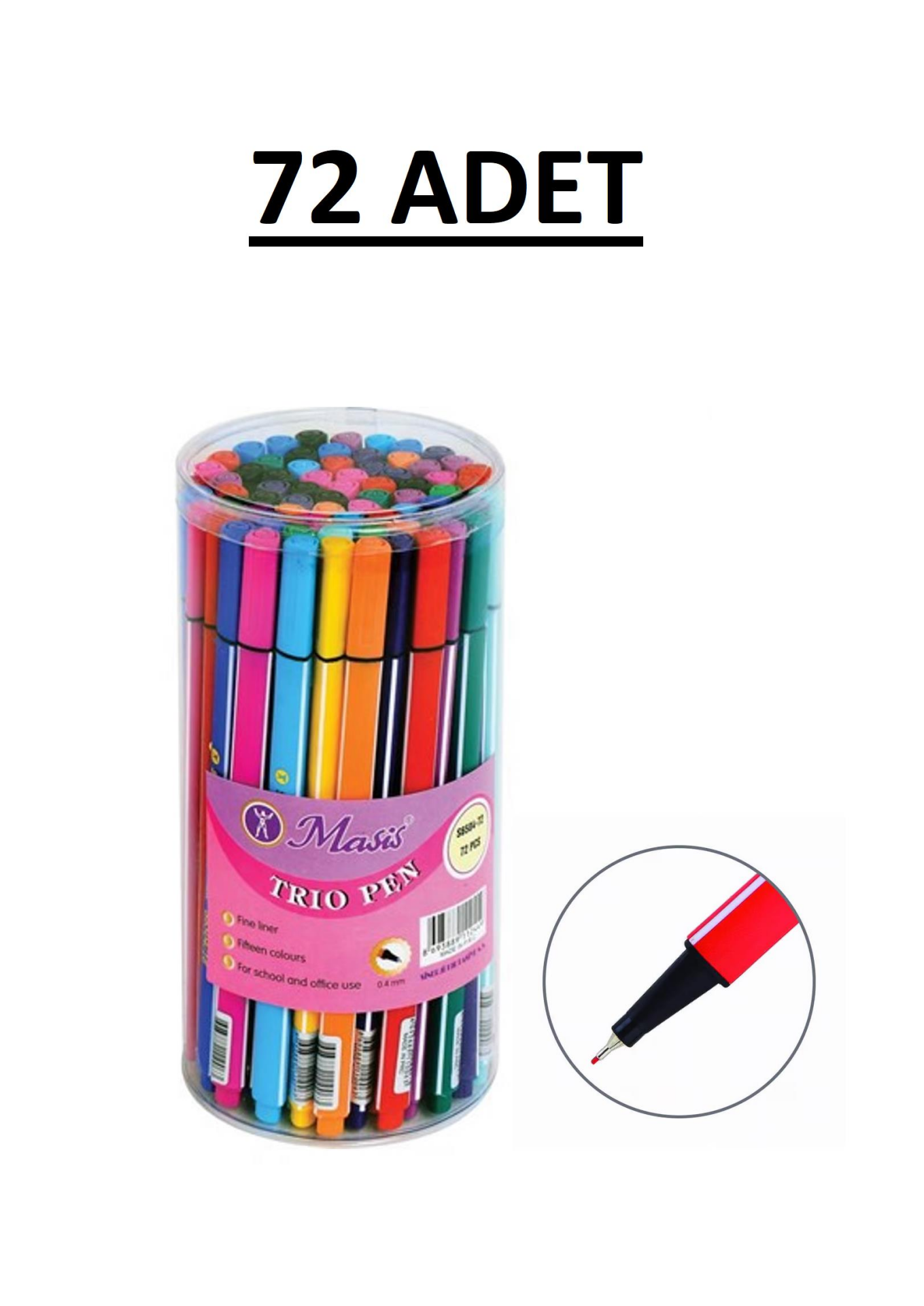 Masis S5604 Trio Pen Fineliner Kalem 72 Adet