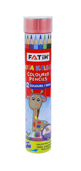 Fatih 12 Renk Tam Boy Kuru Boya Kalemi Tüplü