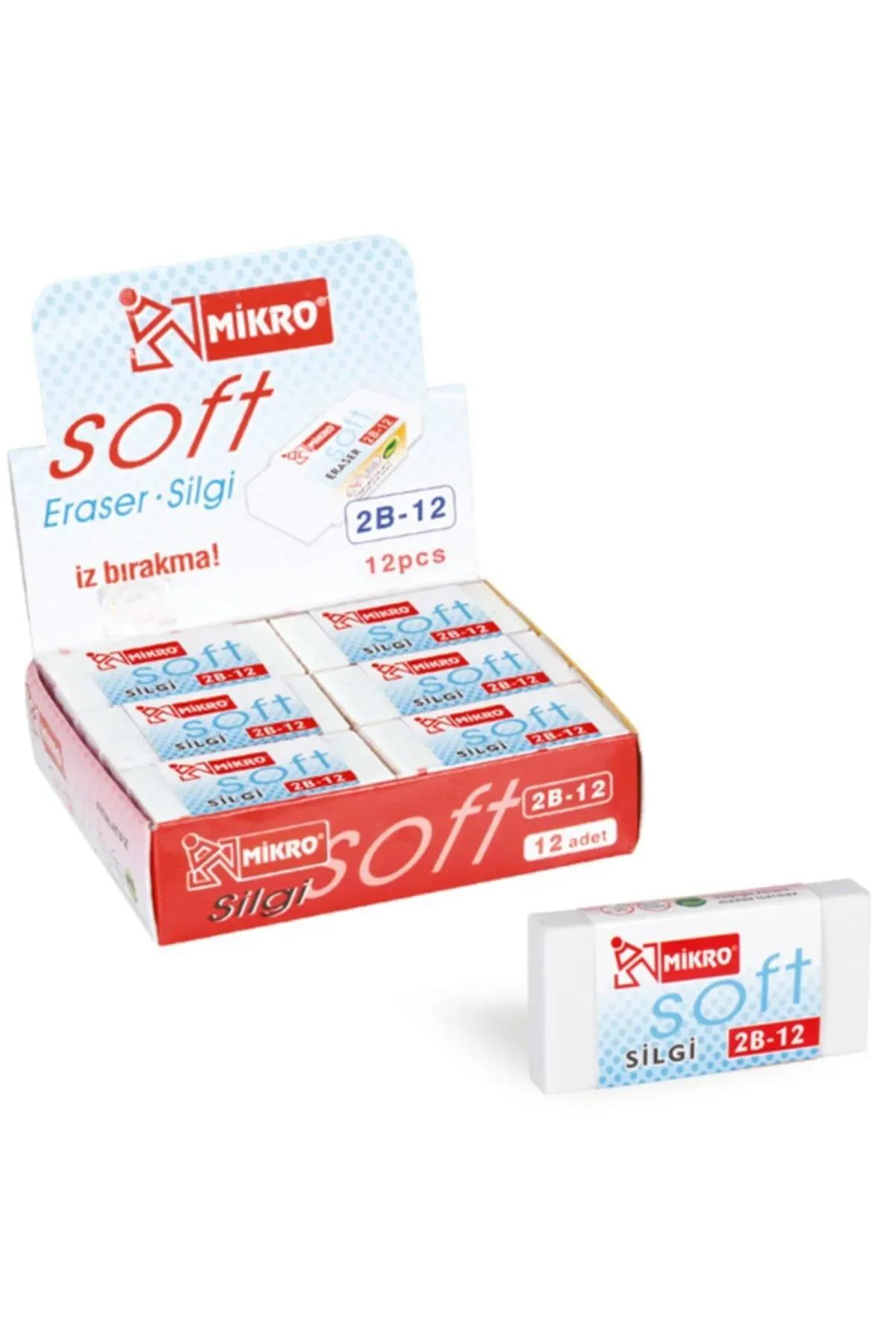 Mikro 2B-12 Beyaz Soft Silgi 12 Adet