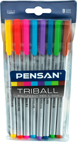 Pensan Triball 8 Renk Tükenmez Kalem Blisterli