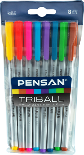 Pensan Triball 8 Renk Tükenmez Kalem Blisterli