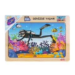 ONY-187-188-189-190 Ahşap Eğitici Puzzle Denizde Yaşam