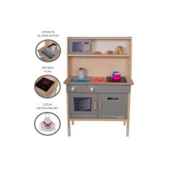 T1030 AHŞAP SU AKAN MUSLUKLU VE LEDLİ ÇOCUK MUTFAĞI YEŞİL