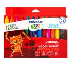Pensan Kidz Yıkanabilir Jumbo Keçeli Kalem 12 Renk