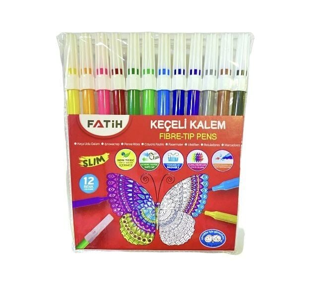 Fatih Slim Keçeli Kalem 12 Renk 12li