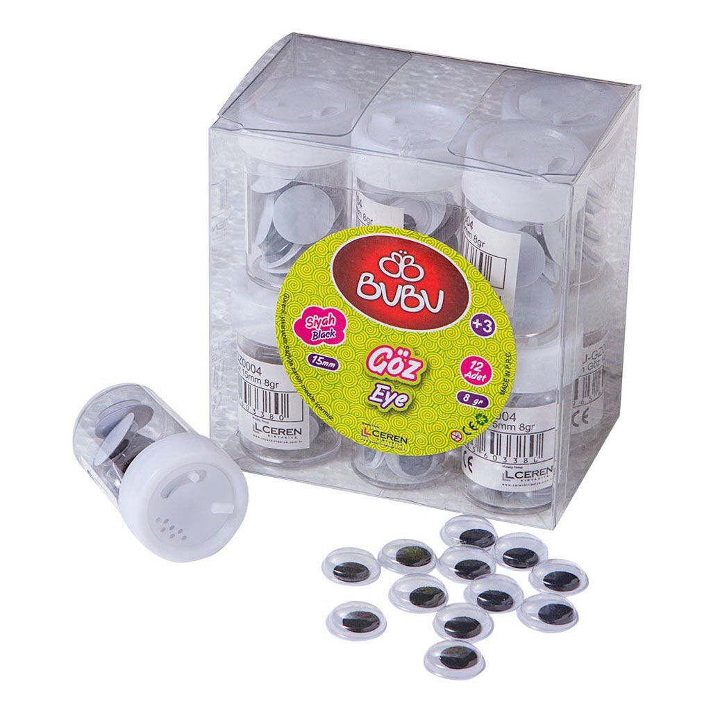 Bubu-Gz0004 Siyah Göz 15 mm 12li