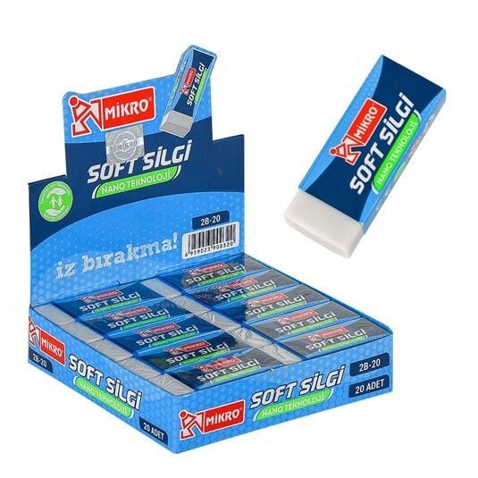 Mikro 2B-20 Beyaz Nano Silgi 20li