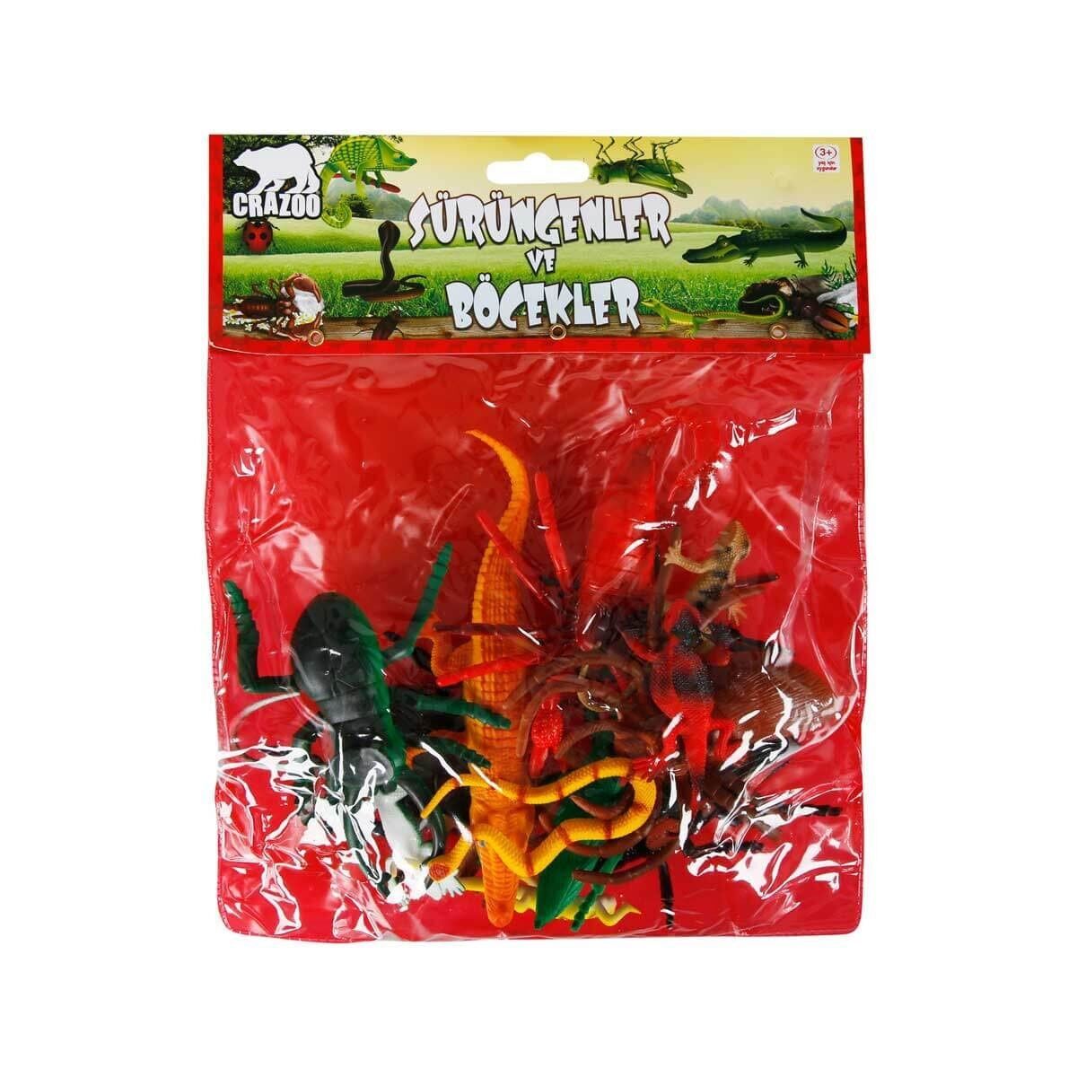 0716 Sürüngenler ve Böcekler Poşetli Hayvan Oyun Seti 13'lü