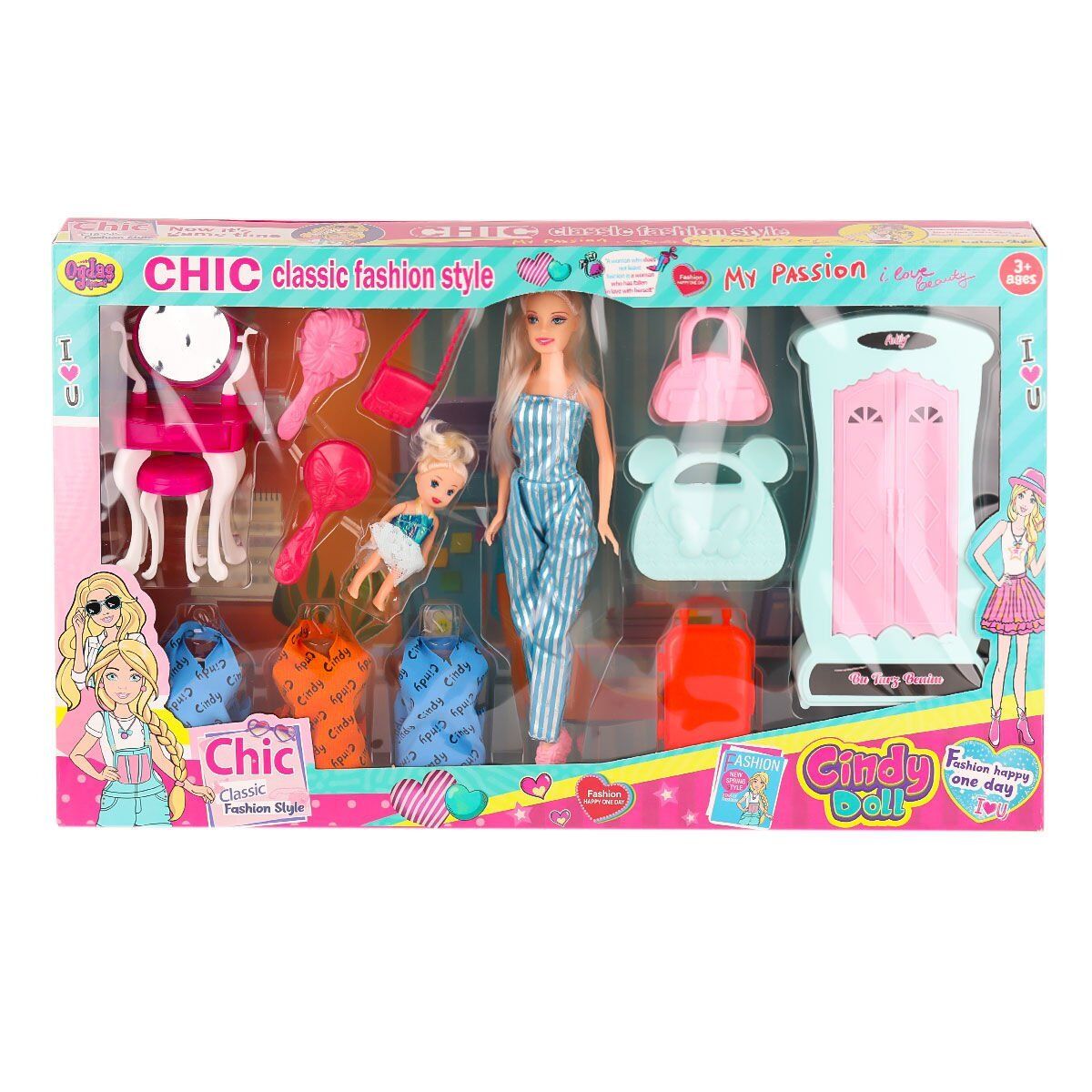 02259 Cindy Doll Dolaplı Bebek Oyun Seti -Oydaş Oyuncak