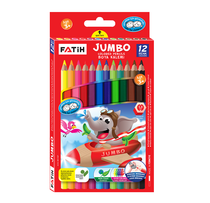 FATIH JUMBO BOYA KALEMI 12 RENK TAM BOY