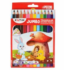 33490-Fatih Triangular Üçgen Jumbo Boya Kalemi 12 Renk