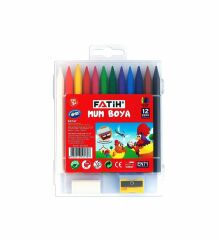 50130/Fatih 12 Renk Uzun Polymer Crayons (Mum Boya) PP Kutu