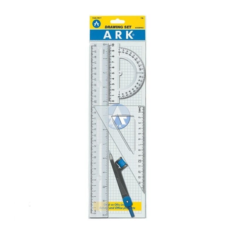 Ark Çizim Seti Takımı (Cetvel-İletki-Gönye-Pergel) 20 Set