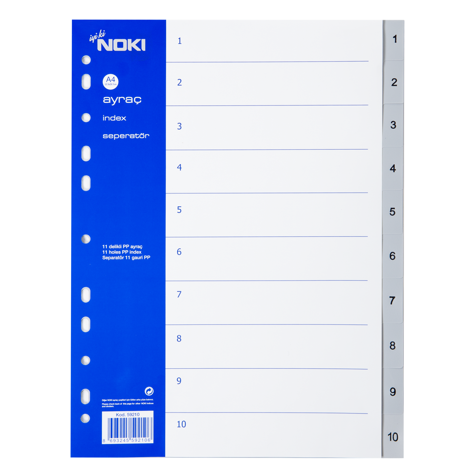 59210/Noki Ayraç Pp 1-10 Rakam