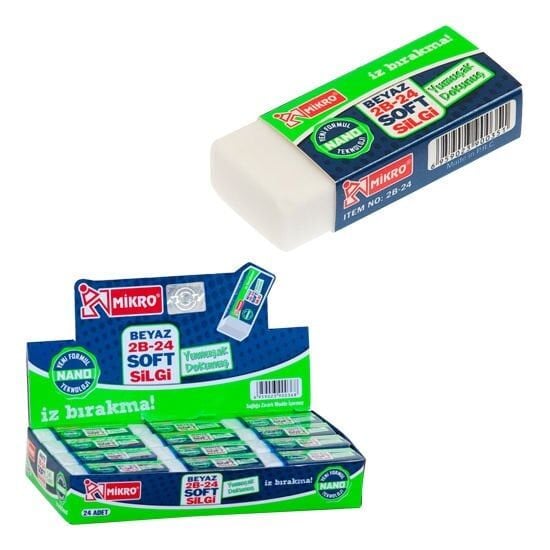 Mikro 2B-24 Beyaz Nano Silgi 24 Adet