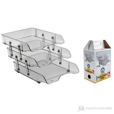 Ark Hareketli Evrak Rafı Plastik 3 Katlı