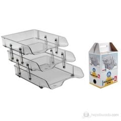 Ark Hareketli Evrak Rafı Plastik 3 Katlı