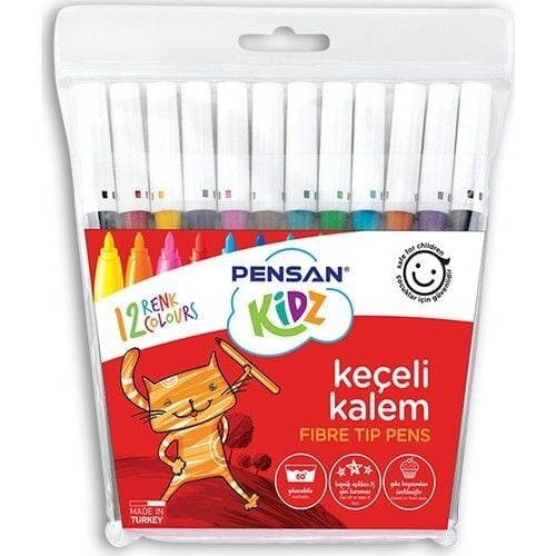 Pensan 12 Renk Keçeli Kalem 1 Paket ( 12 Set )