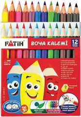 Fatih 12 Renk Yarım Boy Kuru Boya Kalemi 24 Adet
