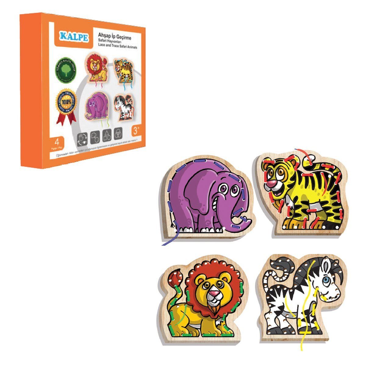 KAL-1019-1020 Chiva, Ahşap İp Geçirme- Safari Hayvanlar