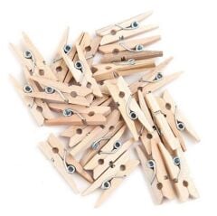 Puti Ahşap Mandal Natural 24 lü