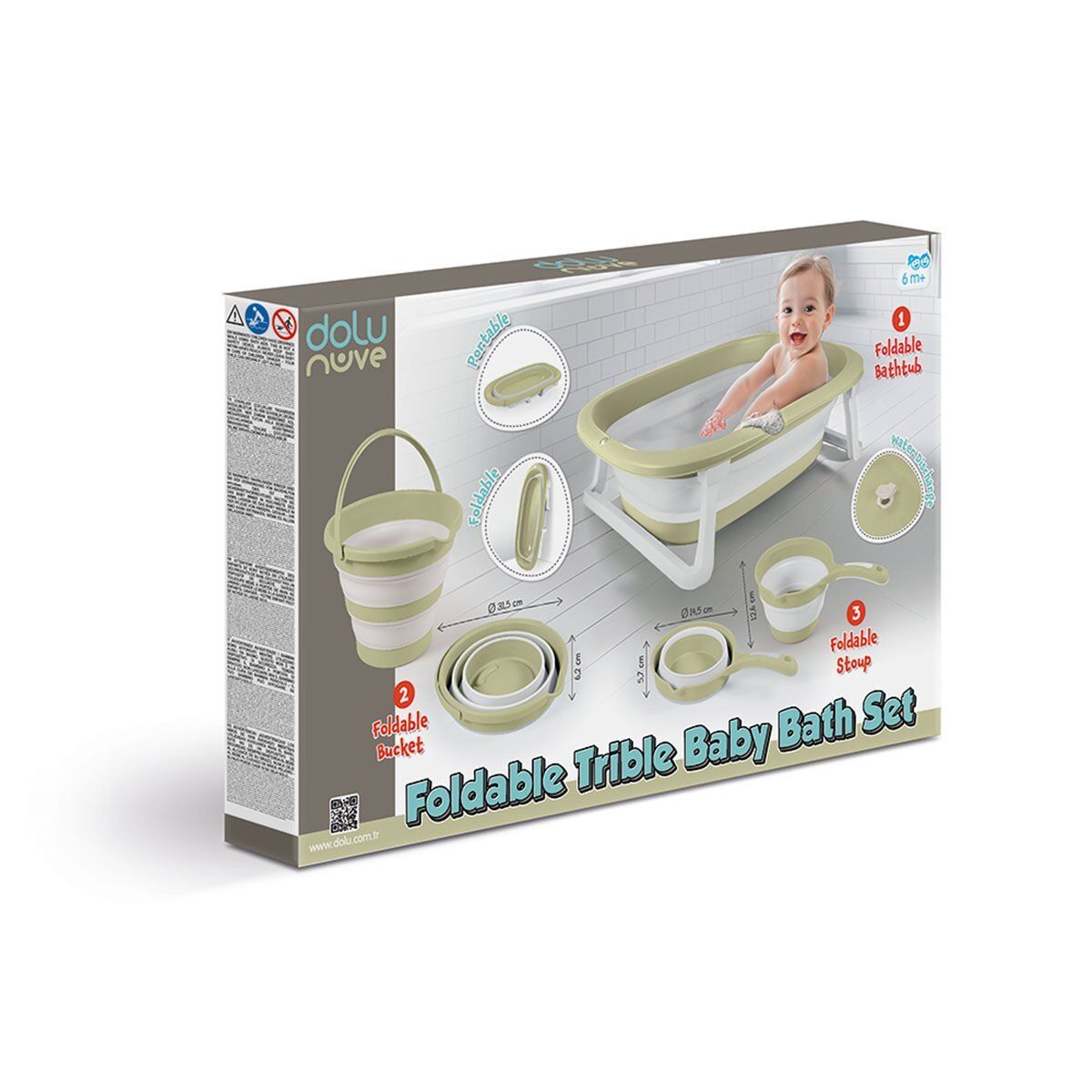 7272 Katlanabilir 3'lü Bebek Banyo Seti  Eco -Yeşil