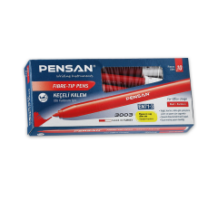 3003/Pensan Kırmızı Ofis Tipi Keçeli Kalem 10 Lu