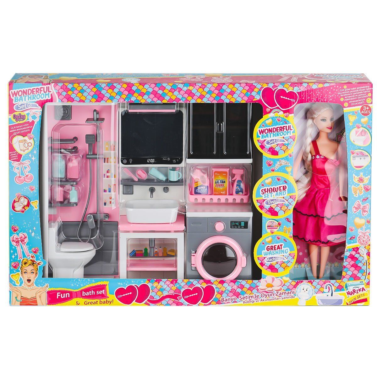 OYD-02393 Bebek ile Banyo Seti Oyun Zamanı -Oydaş Oyuncak