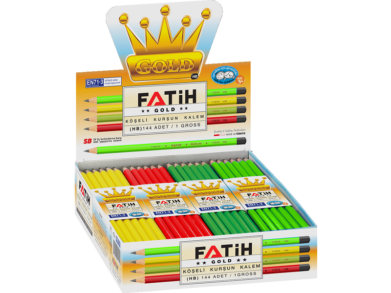 11010/Fatih Gold Köşeli Kurşun Kalem 144lü