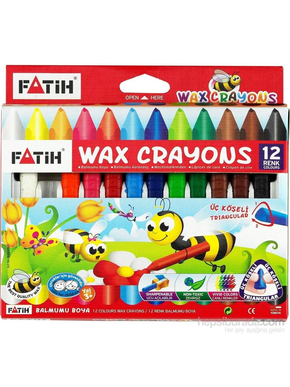 Fatih Jumbo Üçgen Wax Crayon Mum Boya 12 Renk