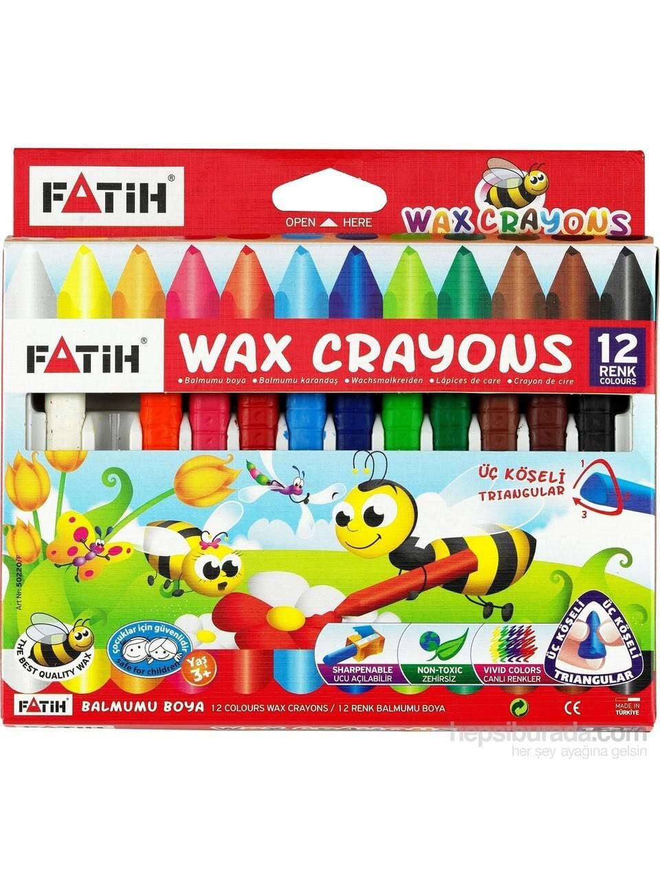 Fatih Jumbo Üçgen Wax Crayon Mum Boya 12 Renk