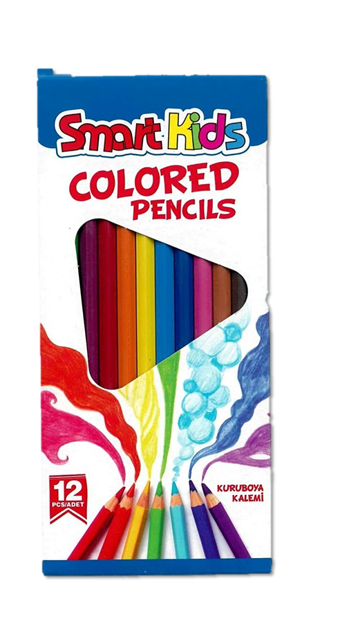 Smart Kids 2963 12 Renk Tam Boy Kuru Boya Kalemi 12 li Paket