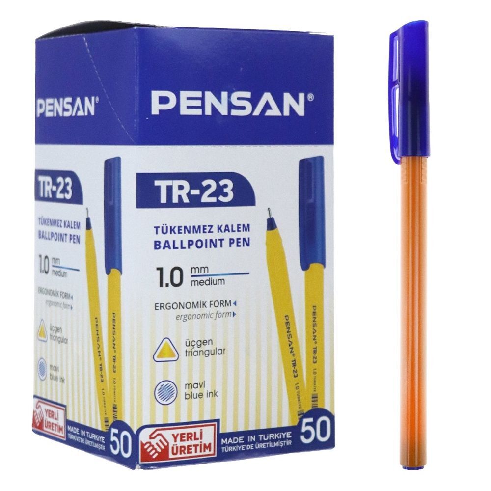 2023-PENSAN MAVI TR-23 UCGEN TUKENMEZ KALEM 50 LI