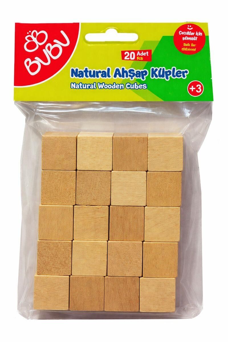 Bubu Ahşap Küpler Natural 20 Adet