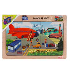 ONY-233-234-235-236 Ahşap Eğitici Puzzle Havaalanı -Onyıl Oyuncak