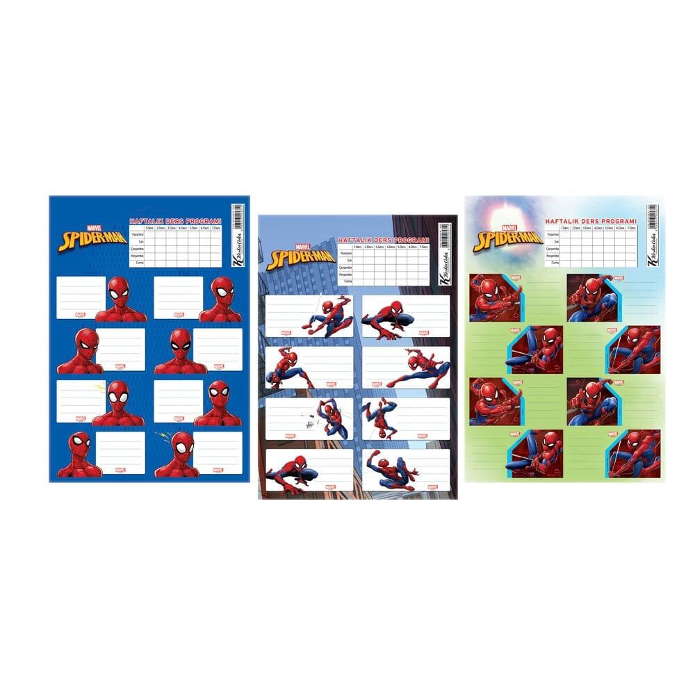 Keskin Color Spider-Man 220130 Ders Programlı Okul Etiketi 3 Set
