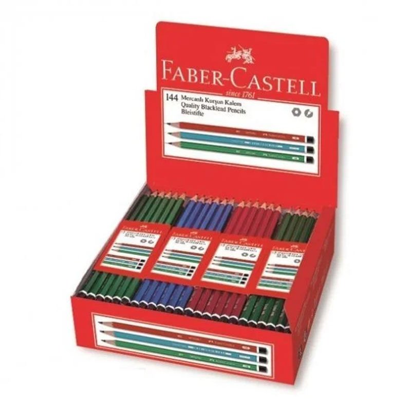 Faber Castell Köşeli Mercanlı Kurşun Kalem 1 Paket 144 Adet