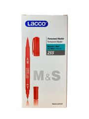 255-3 LACCO ÇİFT UÇLU CD KALEMİ KIRMIZI 12 Lİ