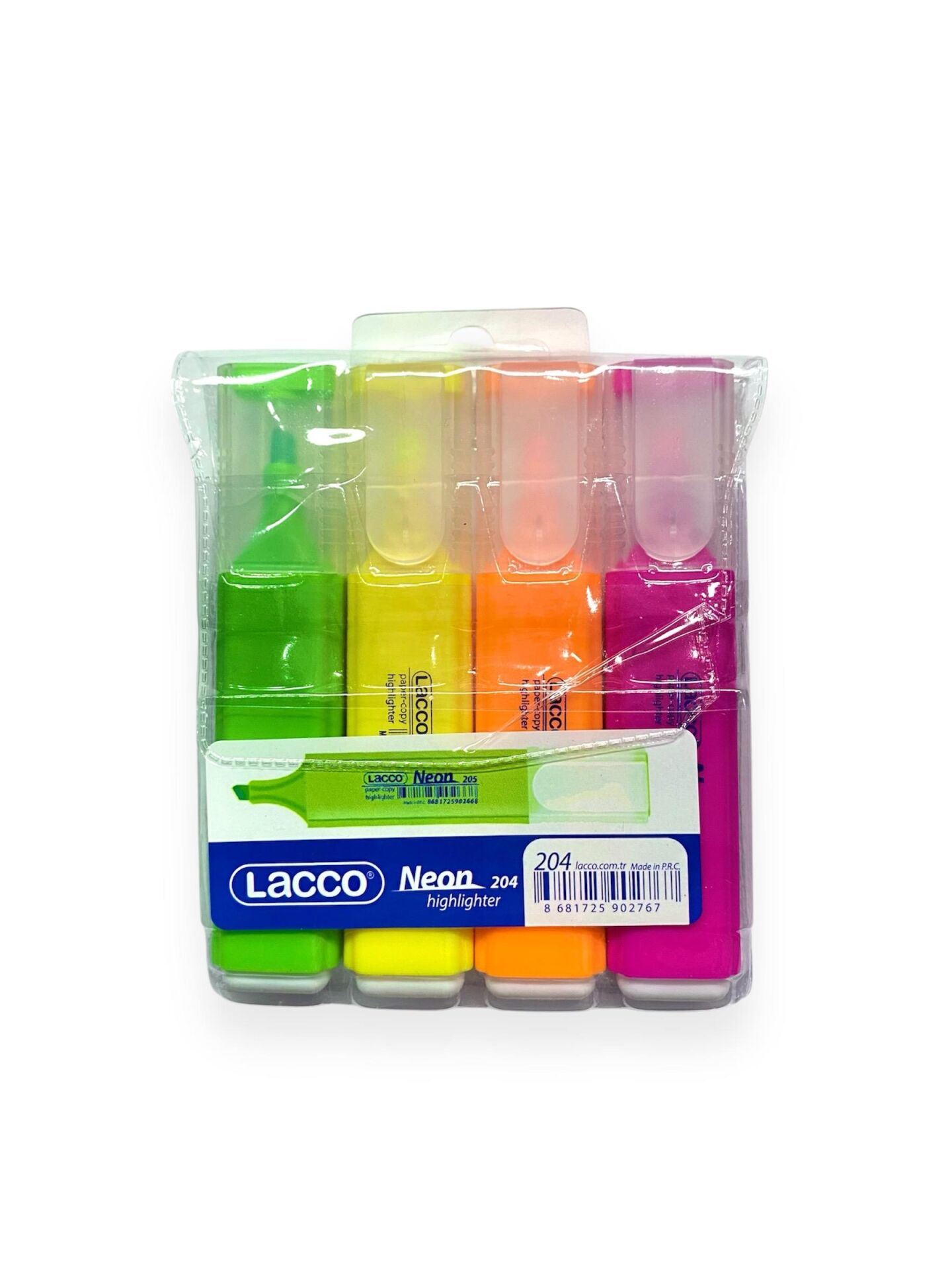 204 LACCO NEON FOSFORLU KALEM 4 LÜ SET