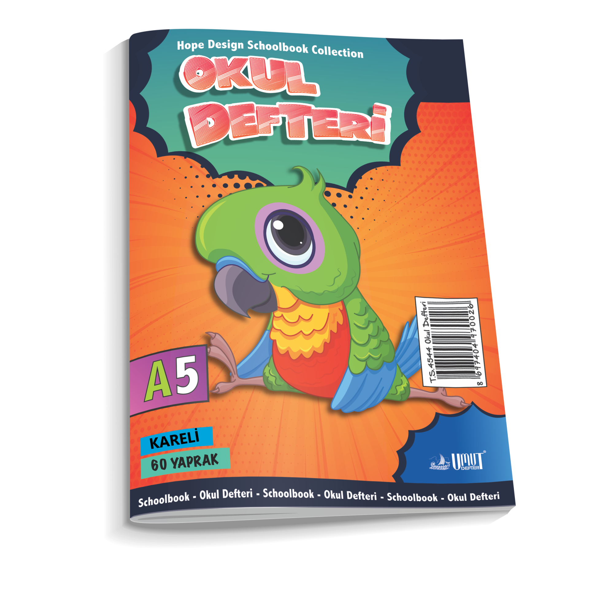 60/4 A5 Karton Kapak Kareli Lise Defteri 12li