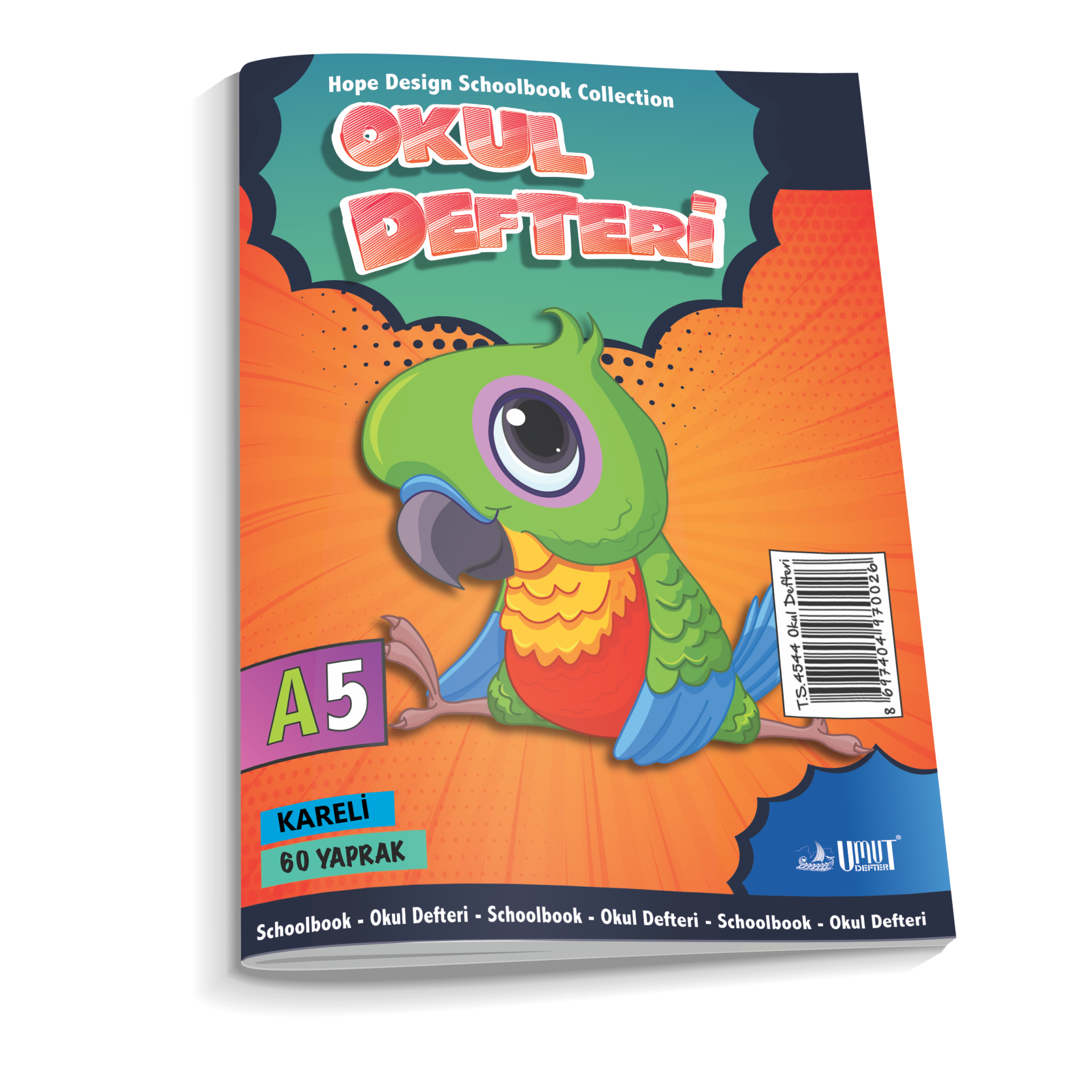 60/4 A5 Karton Kapak Kareli Lise Defteri 12li