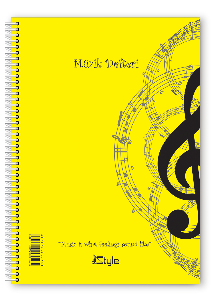 40 Yaprak A-4 Spiralli Plastik Kapak Newstyle Müzik Defteri 12li
