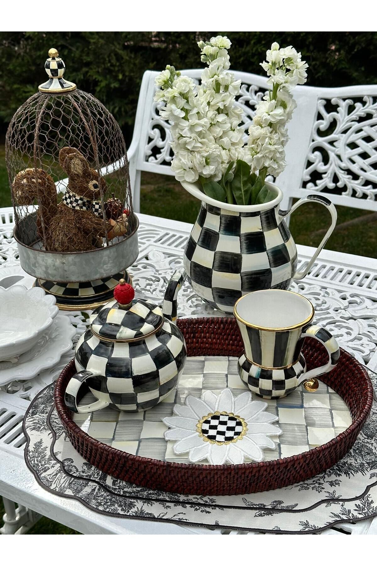 Damalı Papatya Peçete 2 Kişilik