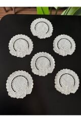 Flowers Beyaz İş Sarma Nakışlı Sunum Peçetesi 2 Kişilik